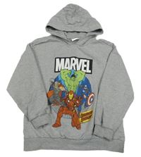 Šedá melírovaná mikina s Marvel a kapucí 