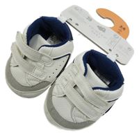 Nové - Bílo-tmavomodré koženkové capáčky Primark vel. 17