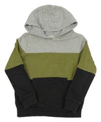 Šedo-khaki-antracitová mikina s kapucí M&S