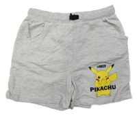 Šedé melírované teplákové kraťasy s Pikachu Sinsay