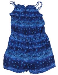 Tmavomodrý vzorovaný kraťasový overal Blue Seven
