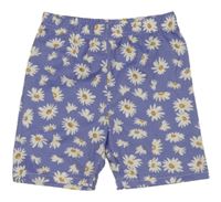 Fialovomodré legínové květované kraťasy Shein