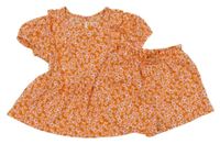 2 set - Oranžovo-růžová květovaná tunika + kraťasy dunnes