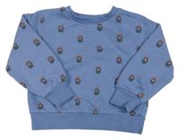 Modrá oversize mikina s kytičkami Primark