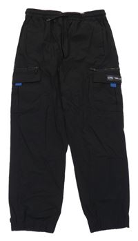 Černé šusťákové cargo cuff kalhoty 