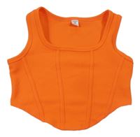 Neonově oranžový strukturovaný crop top Shein