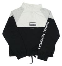 Bílo-černo-šedá crop mikina s nápisem H&M