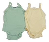 2x body - Žluté s mašličkou + zelené žebrované s mašličkou Ergee