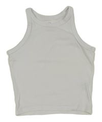 Bílý žebrovaný crop top H&M
