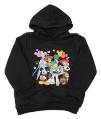 Černá teplá mikina s Disney postavami a kapucí 