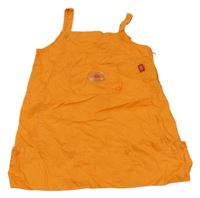 Oranžové plátěné laclové šaty s kapsou