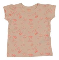 Světlerůžové tričko s palmami Primark