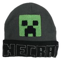 Šedo-černá pletená čepice Minecraft 