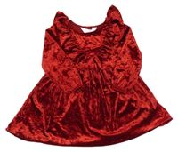 Červené lesklé sametové šaty s volánky H&M
