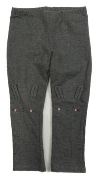 Tmavošedé melírované zateplené legíny s králíky H&M