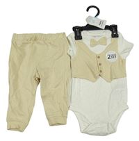 Nové - 2set - Bílé body s vestou a motýlkem + tepláky Pep&Co