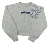 Světlešedá melírovaná crop mikina se Stitchem Primark