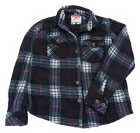 Tmavomodro-bílo-červená kostkovaná košilová bunda Lee Cooper