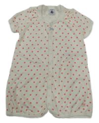 Bílo-růžový puntíkatý kraťasový overal PETIT BATEAU