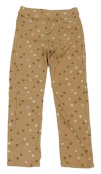 Hnědé puntíkaté elastické kalhoty H&M