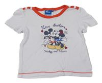 Bílé tričko s Mickeym a Minnie Disney