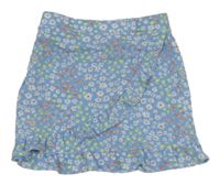 Světlemodrá květovaná sukně s volánky Primark