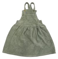 Khaki sametové žebrované laclové šaty Nutmeg