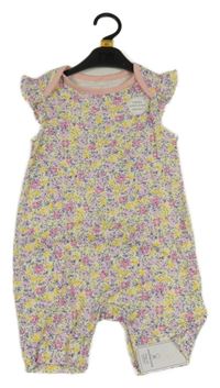 Nové - bílý kraťasový overal s květinami Mothercare