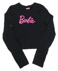 Černé crop triko s logem Barbie 