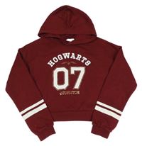 Bordó crop mikina s nápisem a kapucí - Harry Potter H&M