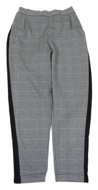 Černo-bílé kostkované kalhoty s pruhem New Look