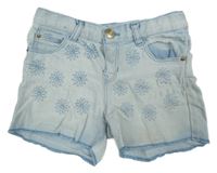 Světlemodré riflové květované kraťasy Zara