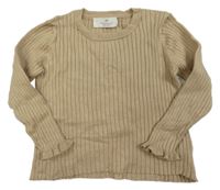 Hnědý žebrovaný lehký svetr H&M