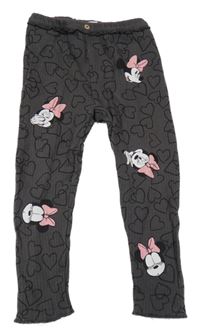 Tmavošedé žebrované legíny se srdíčky a Minnie