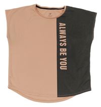 Pudrovo-tmavošedé sportovní tričko s nápisem H&M