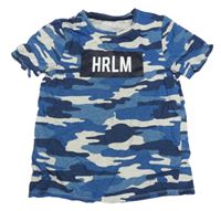 Tmavomodro-šedé army tričko s nápisem C&A