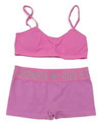 2 set - růžové melírované nohavičkové kalhoty + růžová vyztužená lambáda 