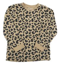 Béžovo-antracitové fleecové triko s leopardím vzorem H&M