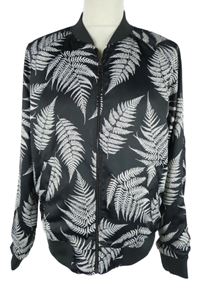 Pánský černý saténový bomber s kapradím H&M