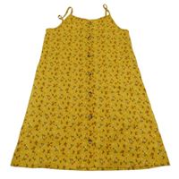 Okrové lehké šaty s květinami Primark