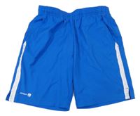 Modré sportovní kraťasy s bílým pruhem 