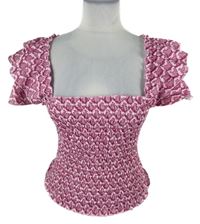 Dámská růžovo-fialová vzorovaná žabičková crop halenka 