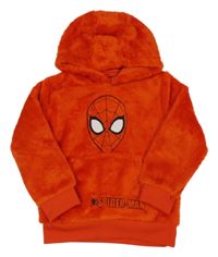Červená chlupatá mikina se Spider-manem a kapucí Marvel