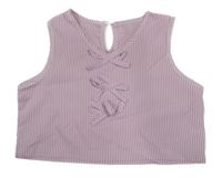 Růžovo-bílý pruhovaný crop top s mašlemi