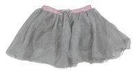 Stříbrná tylová sukně s růžovým pasem H&M