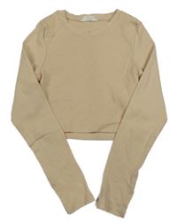 Meruňkové žebrované crop triko Matalan 