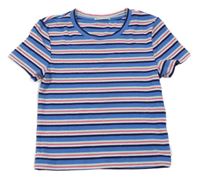 Modro-pruhované žebrované crop tričko TOM TAILOR