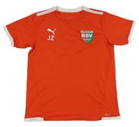 Červeno-bílé sportovní funkční tričko s potiskem Puma