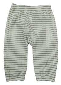 Bílo-zelené pruhované žebrované lehké tepláky H&M