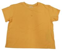 Oranžové žebrované crop tričko se srdíčkovým průstřihem Y.F.K.
